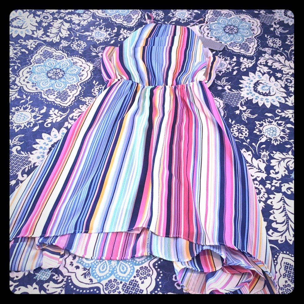 NWT Multicolored Pinstripe Dress w/ keyhole back.